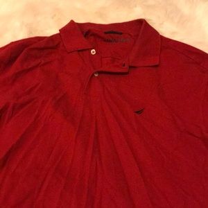 Red collared shirt